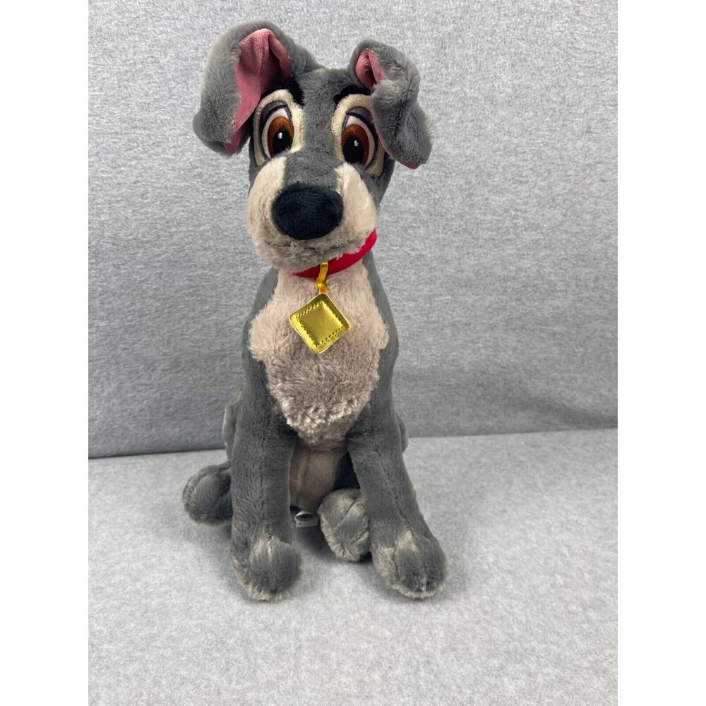 Disney Lady & The Tramp Scamp Dog Plush Stuffed Animal Toy 15" Sitting Gray